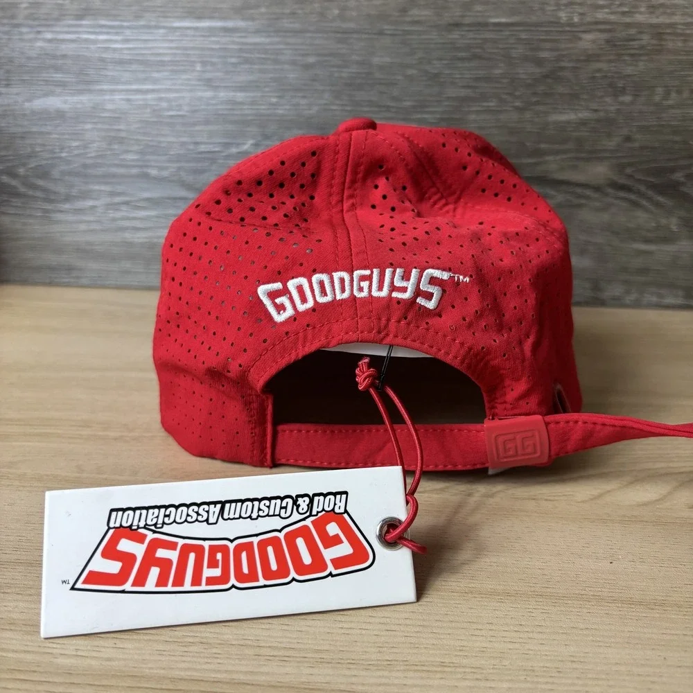 Goodguys Hat Cap Strap Back Red Performance Patch Mesh Vented Trucker Mens